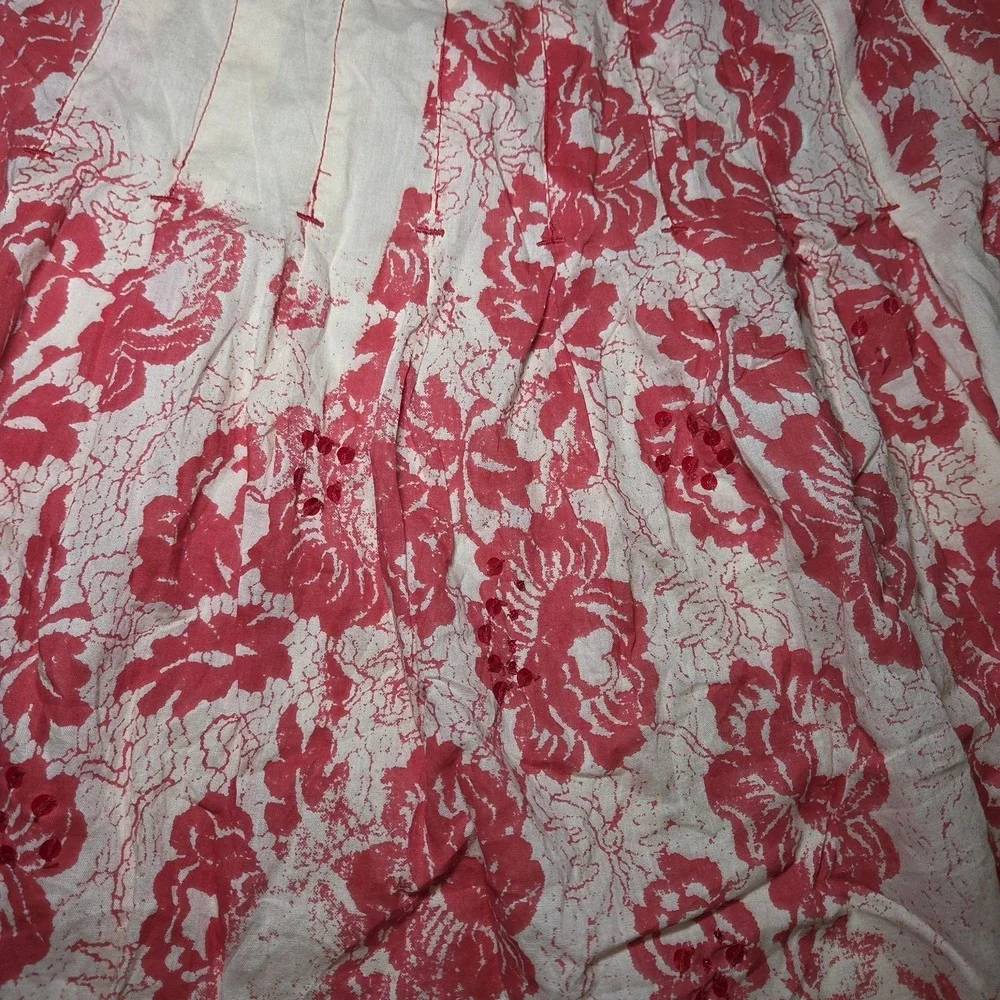 Free People Red Beige‎ Floral Skirt Women's Size 2 Boho Cottagecore Prairie